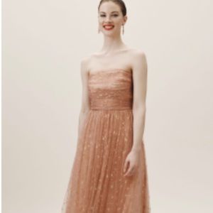 Dreamy Joanna August gown from BHLDN in dusty pink with gold glitter stars